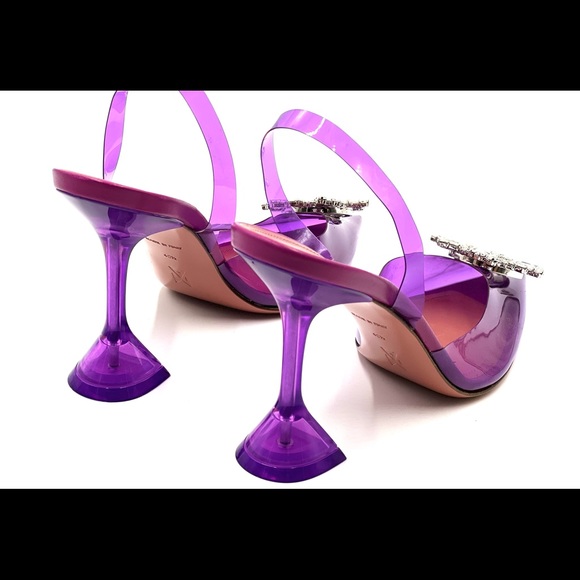 Amina Muaddi Begum Crystal-embellished Pvc Slingback Pumps In Violet - Picture 11 of 11